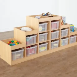 Wooden Tiered Tray Storage Unit