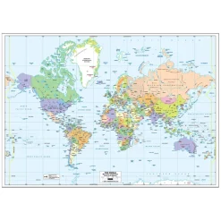 World Map Reversible Political and Physical A0